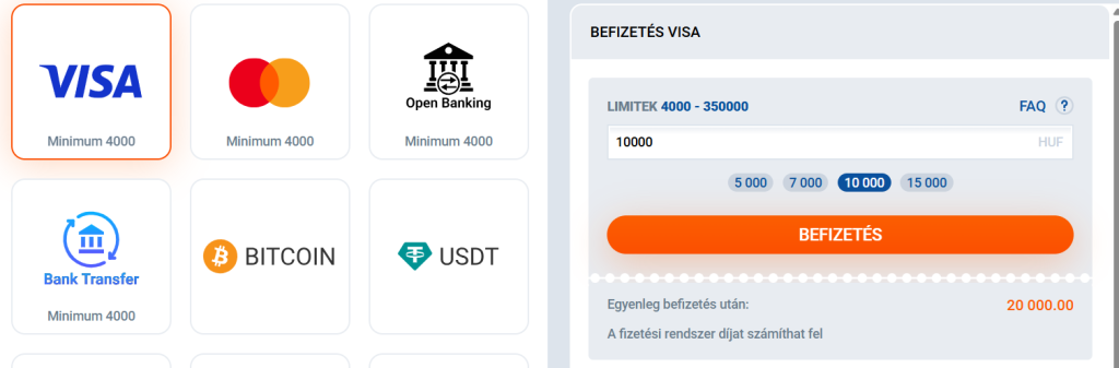 (Kép: Kriptovaluta befizetés felülete a Mostbet appban)